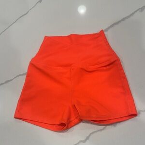 Vibrant Ribbed Neon Orange Women's Shorts